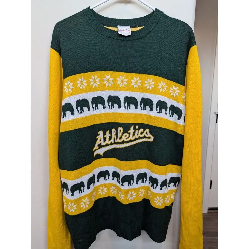Oakland Athletics Genuine Merchandise Ugly Christmas Sweater Elephants Novelty L - Picture 1 of 5